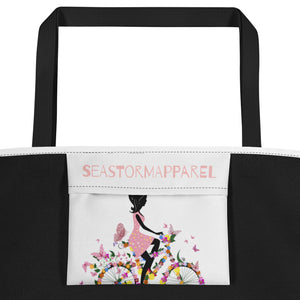 Fashion Cycle All-Over Print Large Tote Bag