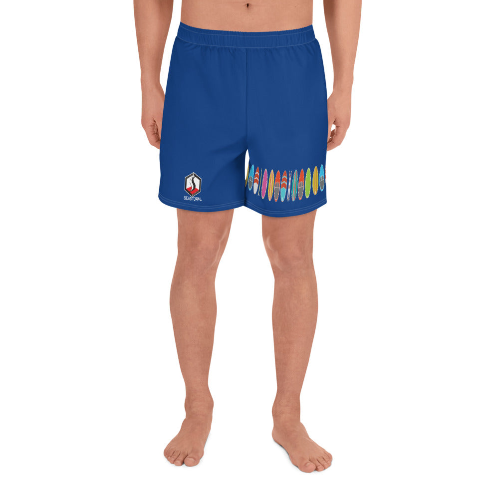 Santa Monica California Men's Athletic Long Shorts BLUE
