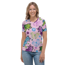 Cargar imagen en el visor de la galería, Seastorm Apparel Twilight Floral Butterflies Women&#39;s T-shirt
