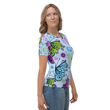 Load image into Gallery viewer, Seastorm Apparel Blue Floral Butterflies Women&#39;s T-shirt
