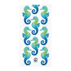 White Seahorse Towel - Seastorm Apparel Summer Collection