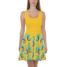 Load image into Gallery viewer, Yellow Seahorse - Skater Dress
