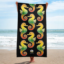 Load image into Gallery viewer, Black Tropical Seahorse Towel - Seastorm Apparel Summer Collection
