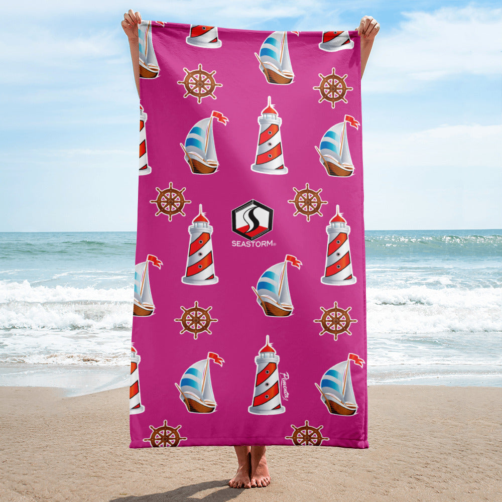 Pink Lighthouse Towel - Seastorm Apparel Summer Collection