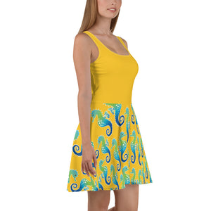 Yellow Seahorse - Skater Dress
