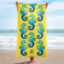 Cargar imagen en el visor de la galería, Yellow Seahorse Towel - Seastorm Apparel Summer Collection
