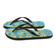 Load image into Gallery viewer, Blue Tropical Seahorse Flip-Flops - Seastorm Apparel Summer Collection
