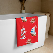 Load image into Gallery viewer, Red Lighthouse Towel - Seastorm Apparel Summer Collection
