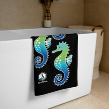 Load image into Gallery viewer, Black Seahorse Towel - Seastorm Apparel Summer Collection
