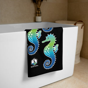 Black Seahorse Towel - Seastorm Apparel Summer Collection