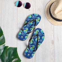 Load image into Gallery viewer, Blue Seahorse Flip-Flops - Seastorm Apparel Summer Collection
