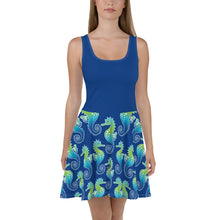 Load image into Gallery viewer, Blue Seahorse - Skater Dress
