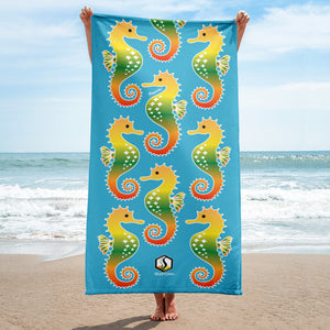 Blue Tropical Seahorse Towel - Seastorm Apparel Summer Collection
