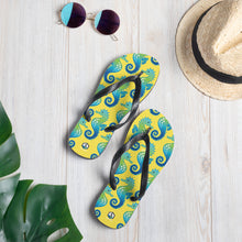 Cargar imagen en el visor de la galería, Yellow Seahorse Flip-Flops - Seastorm Apparel Summer Collection
