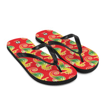 Load image into Gallery viewer, Red Tropical Seahorse Flip-Flops - Seastorm Apparel Summer Collection
