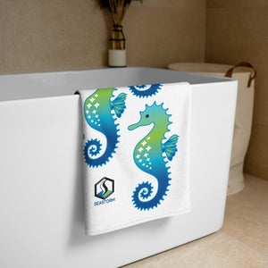 White Seahorse Towel - Seastorm Apparel Summer Collection