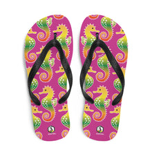Load image into Gallery viewer, Pink Tropical Seahorse Flip-Flops - Seastorm Apparel Summer Collection
