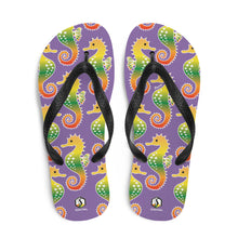 Cargar imagen en el visor de la galería, Purple Tropical Seahorse Flip-Flops - Seastorm Apparel Summer Collection
