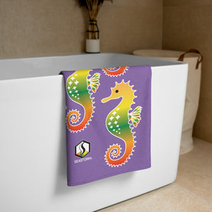 Purple Tropical Seahorse Towel - Seastorm Apparel Summer Collection