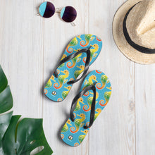 Cargar imagen en el visor de la galería, Blue Tropical Seahorse Flip-Flops - Seastorm Apparel Summer Collection

