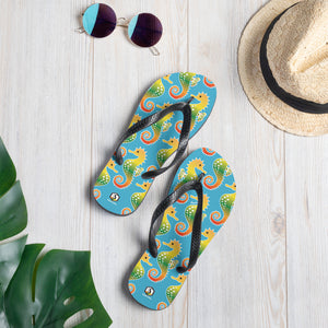 Blue Tropical Seahorse Flip-Flops - Seastorm Apparel Summer Collection