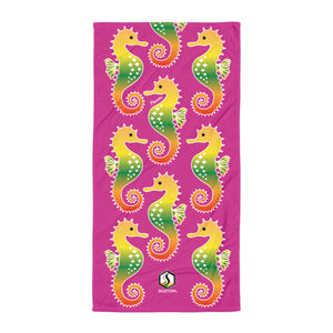 Pink Tropical Seahorse Towel - Seastorm Apparel Summer Collection