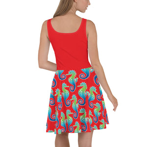 Red Seahorse - Skater Dress