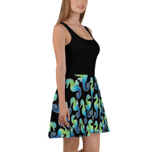 Load image into Gallery viewer, Black Seahorse - Skater Dress
