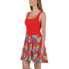 Load image into Gallery viewer, Red Seahorse - Skater Dress
