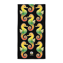 Carregar imagem no visualizador da galeria, Black Tropical Seahorse Towel - Seastorm Apparel Summer Collection
