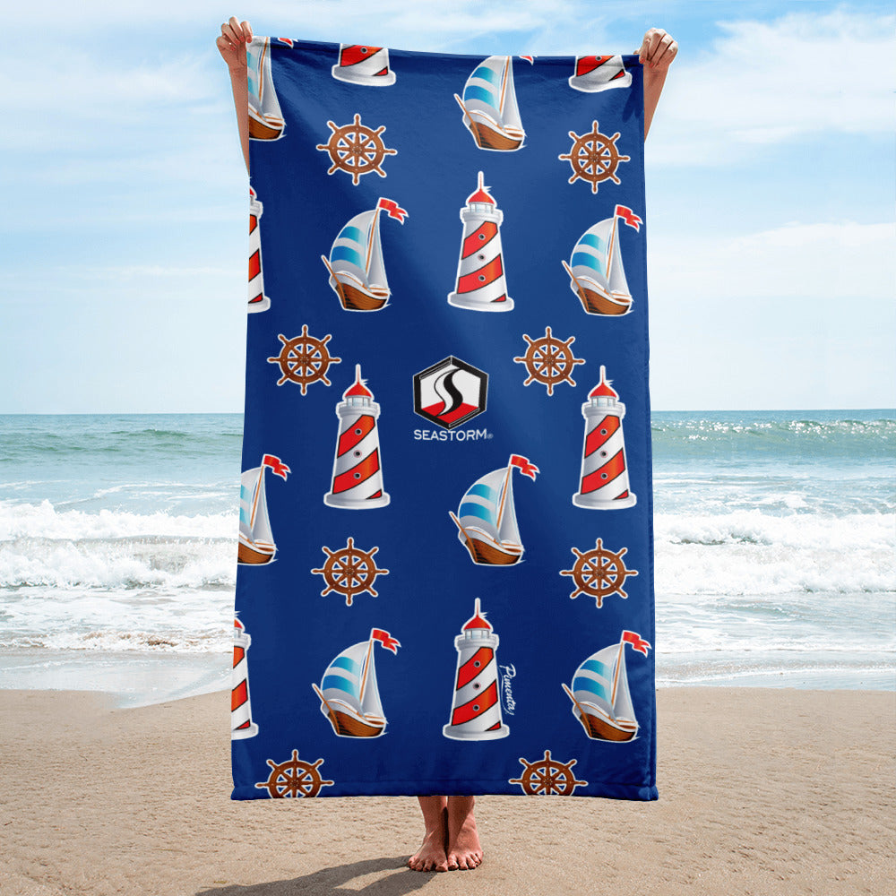 Royal Blue Lighthouse Towel - Seastorm Apparel Summer Collection