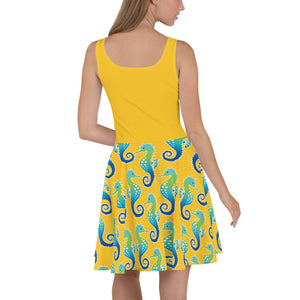 Yellow Seahorse - Skater Dress