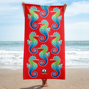 Red Seahorse Towel - Seastorm Apparel Summer Collection