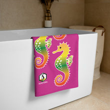 Carregar imagem no visualizador da galeria, Pink Tropical Seahorse Towel - Seastorm Apparel Summer Collection
