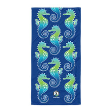 Load image into Gallery viewer, Blue Seahorse Towel - Seastorm Apparel Summer Collection
