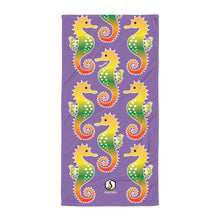 Load image into Gallery viewer, Purple Tropical Seahorse Towel - Seastorm Apparel Summer Collection
