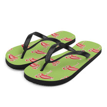 Load image into Gallery viewer, Lime Flamingo Flip-Flops - Seastorm Apparel Summer Collection
