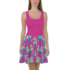 Purple Seahorse - Skater Dress