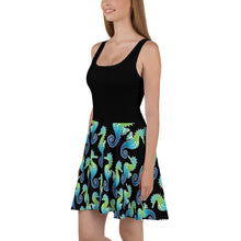 Load image into Gallery viewer, Black Seahorse - Skater Dress
