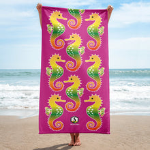 Cargar imagen en el visor de la galería, Pink Tropical Seahorse Towel - Seastorm Apparel Summer Collection
