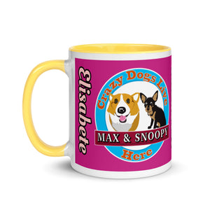 Elisabete Crazy Dogs Live Here Mug with Color Inside
